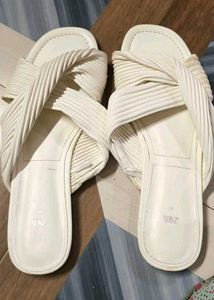 Zara Pleated Sandals White