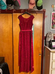 Elegant Red Lace Gown