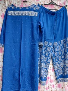 Sale 🔥🔥High Low Cotton Kurta With Pant Set 🔵💙