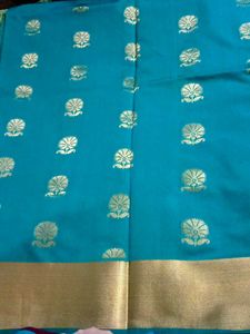 Kanchipuram Pattu  Silk Saree Peacock Colour