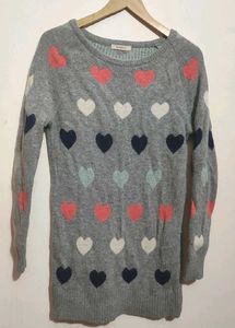 Silver Winter Top Heart Print For 34 Bust