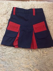 Navy &amp; Red Cargo Mini Skirt