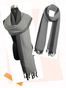Gray Striped Cotton Scarf/Duppata