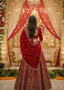 Elegant Red Velvet Lehenga