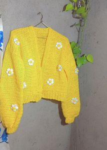 Crochet Butter Yellow Cardigan 🎀💛