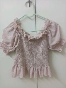 Pink Bardot With Ruffle