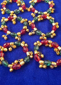 Cristal With Ghughri (Green &amp; Maroon)