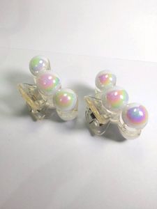 2 Pcs Pearl Hair Claw Clip Rainbow Design For Girl