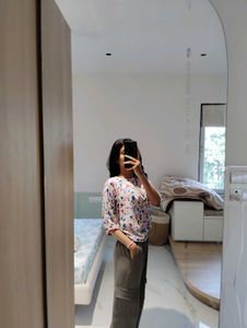 Colorful Geometric Print Relaxed Fit Top