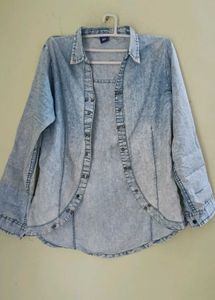 A Beautiful Blue Front Open Denim Shirt