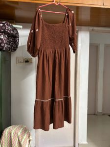 🆕 “Zudio” Coffee Embroidered Tiered Dress