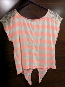 Neon Pink Stripe Crop Top (S)