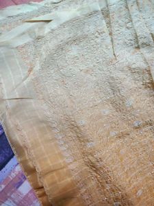 Embroided Peach Saree