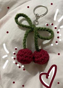 Crochet Cherry Keychain