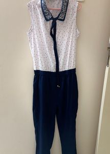 White and Blue Jumpsuit