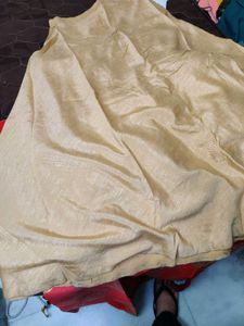 Red Cut Slit Kurta With Golden Lehnga