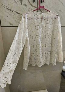 Zara Embroidered Eyelet Top
