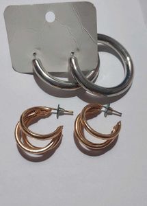 Set Of Two ( Gold & Silver) Hoop Earrings