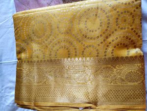 Yellow Bhandni Gold Print Saree(Unused)