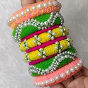 Colorful Pearl Bangle Set