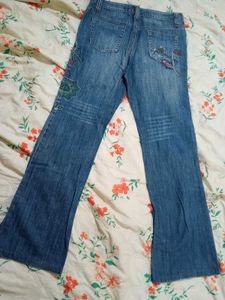 Embroidered Y2K Bootcut Low Waist Denim Jeans