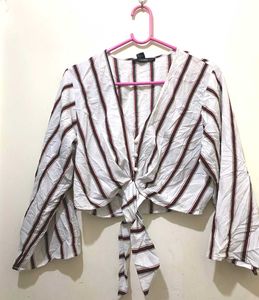 Striped Tie-Front Top