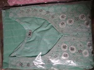 Floral Embroidered Fabric - Light Blue