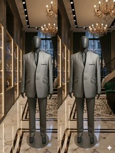 [42-44]  Grey Mandarin Collar Suit set
