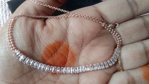 Anti Tarnish Rosegold Tennis Choker Vth Earrings