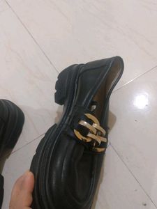 Black Loafers with Gold Chain Detail size 35/36