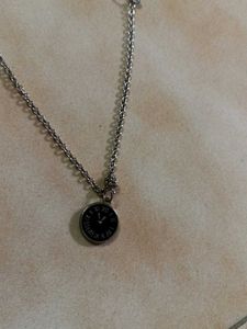 Silver Tone Clock Pendant Neck Piece