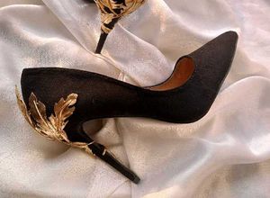 Embellished High Heels Satin Court Heel in Black