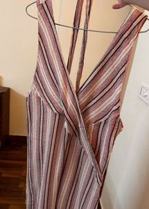 Striped V-Neck Jumpsuit