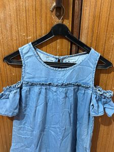 Cute Denim Cold Shoulder Dress