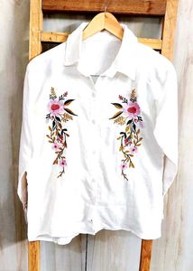 White Cotton Shirt Size-36