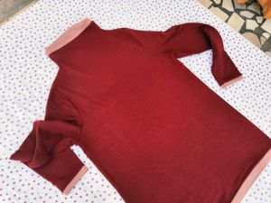 Burgundy turtle neck tshirt for women