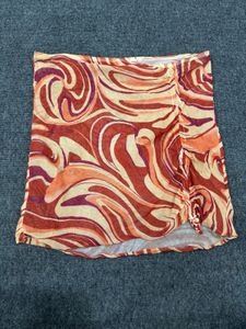 Brown Abstract Print Skirt