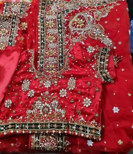 Orange Net Saree With Stone Work