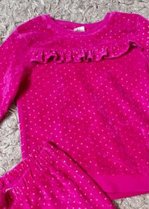 Babyhug Velvet Pink Girls Set