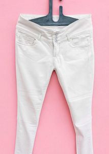 High waist White Denim Jeans