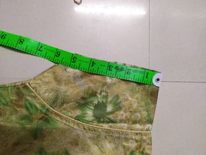 Unused Green And Gold Floral Net Chudidhar