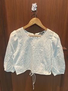 White Eyelet Puff Sleeve Top