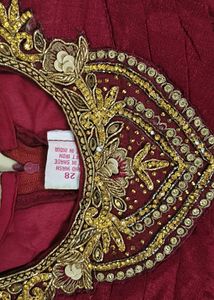 Girls Festive Maroon &amp; Gold Lehenga Set