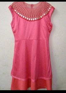 Beautiful Dress With Stone Neckline.