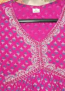 Pink Embroidered Tunic Top
