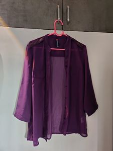 Transparent Classy Shirt Purple Colour For Girls