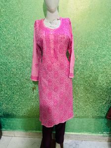 Pink Embroidered Kurti