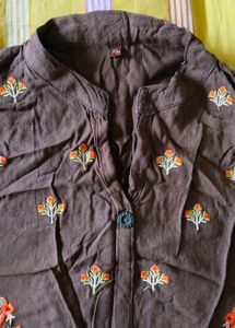 Formal Brown Stylish Kurta With Front Slit