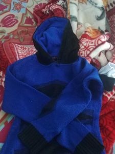 Blue &amp; Black Striped Knit Hoodie