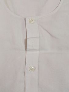 White Mens Long Kurta Set With Lengha